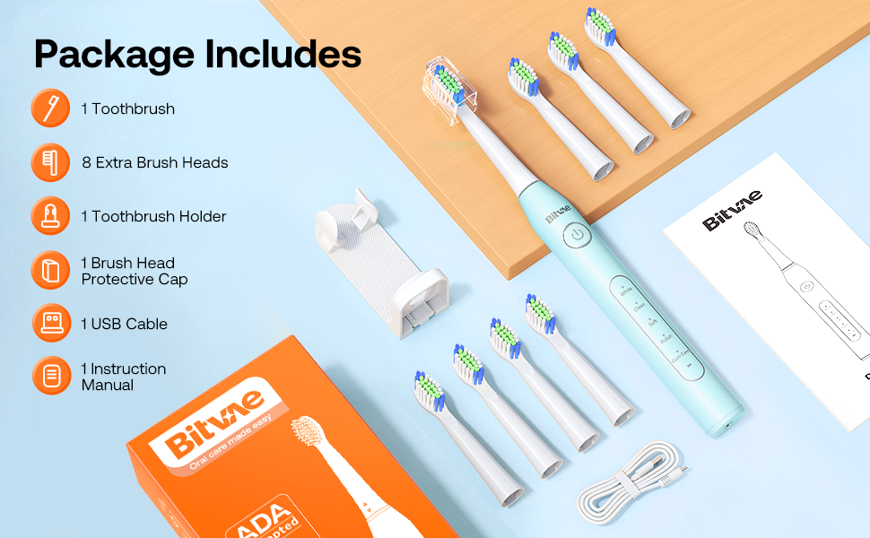 Bitvae D2 Ultrasonic Electric Toothbrush for Adults and Kid with 8 Brush Heads, Sonic Electric