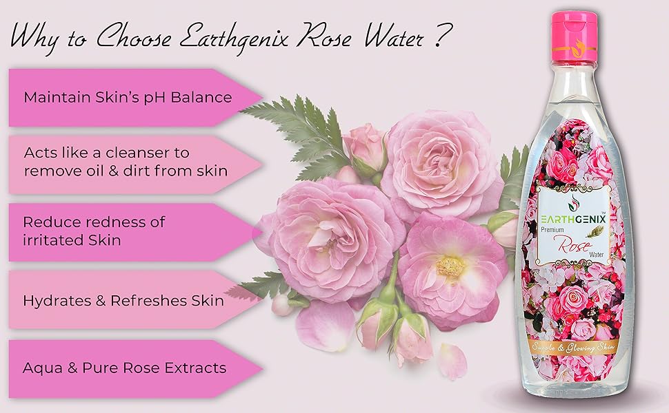 Earthgenix Premium Rose Water with Pure Rose Extracts 100ml (Pack of 2