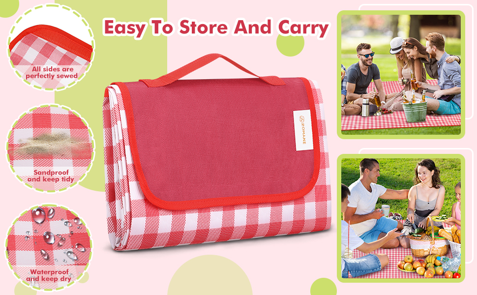 ZOMAKE Picnic Blankets Waterproof Foldable, Large Outdoor Blanket Mat, Sandproof Outdoor Grass