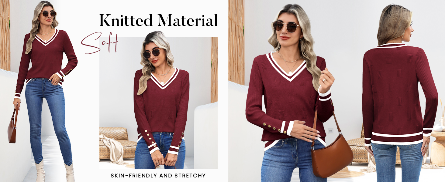 lightweight sweater button v neck fall sweaters christmas long sleeve shirt blouses vacation outfits
