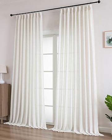 Amazon.com: Ftinala 102 Inch Long Curtains Faux Linen Sheer