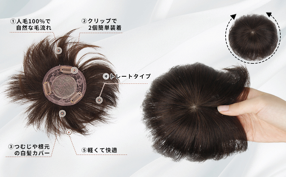 Amazon.co.jp: AISIQUEENS ヘアピース つむじ 人毛 ウィッグ