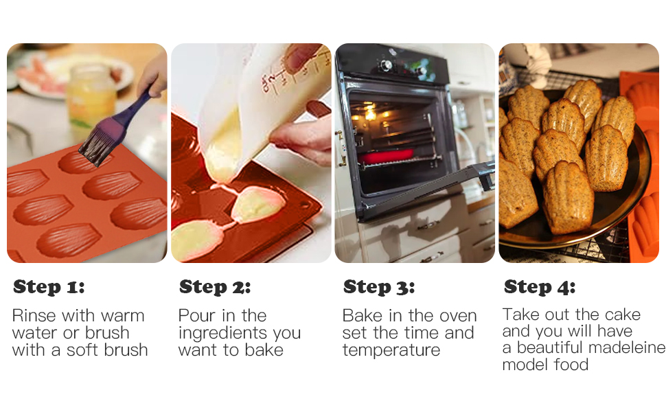 burkfeeg 2 Pcs Madeleines Baking Tray, 9 Cavity Madeleine Silicone Mold