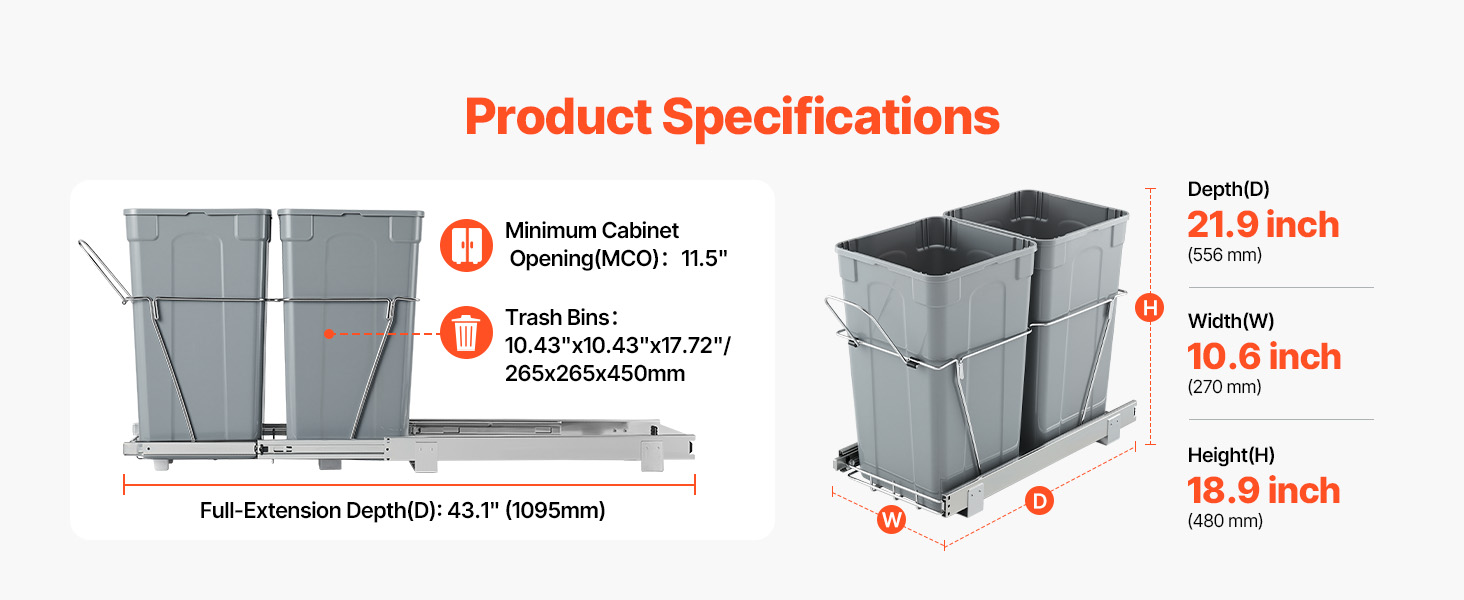 pull out garbage can for cabinet