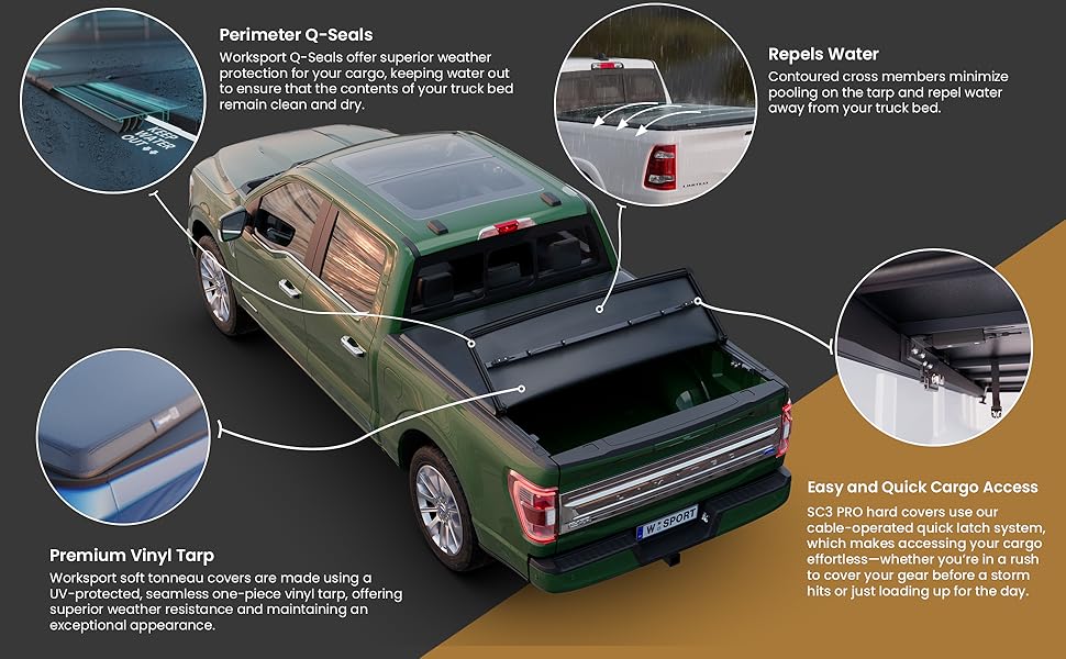 Worksport SC3 Pro Soft Folding Truck Bed Tonneau Cover