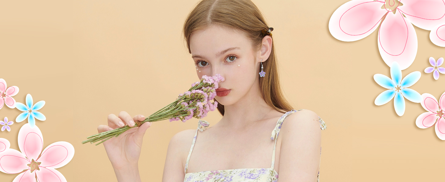 Rose Gold Plated Flower Dangle Drop Earrings Opal Earrings for Women Teen Opal Jewelry Gifts