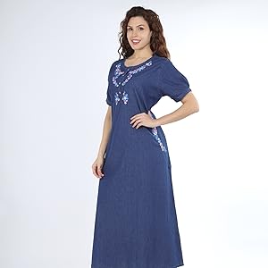 Denim Nighty with Side Pockets