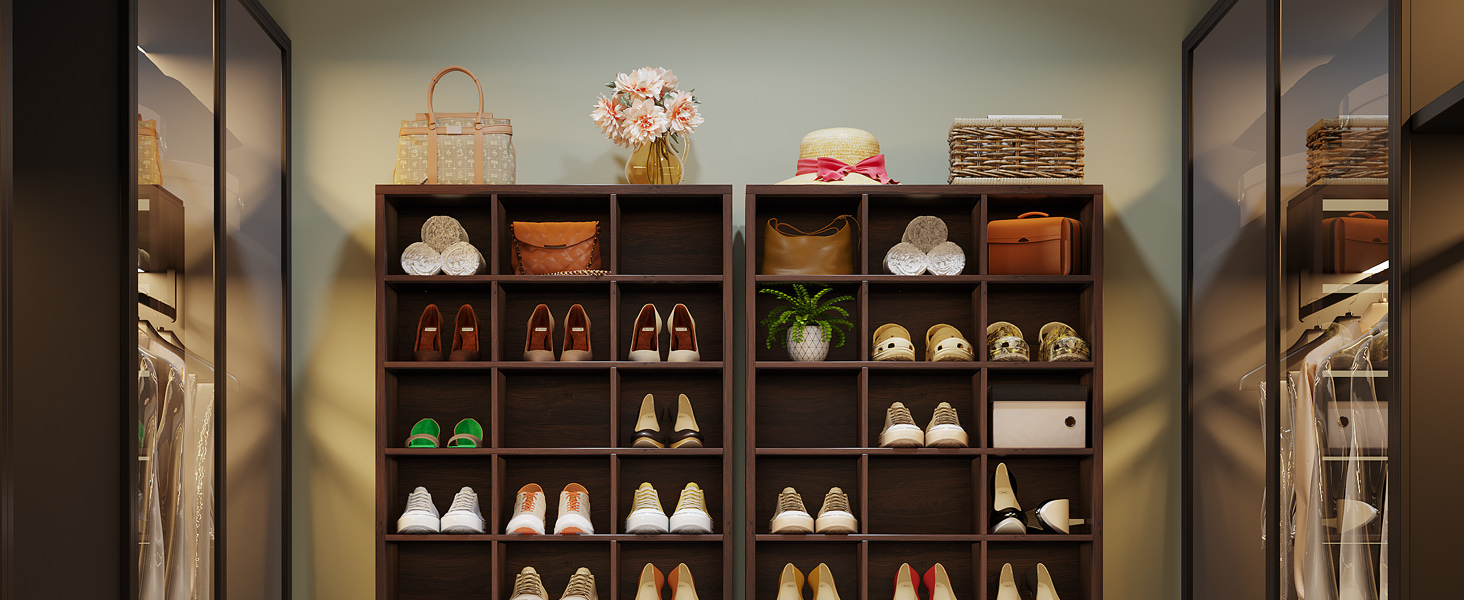 Freestanding White Shoe Rack Organizer with 30 Cubbies for Closet, Entryway
