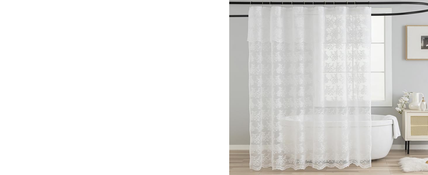 TUDECO White Stall Size Shower Curtain Country Lace