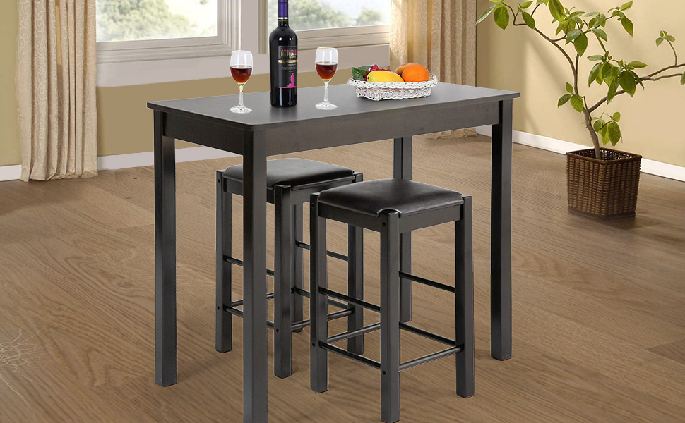 Dining Table Set 3 Pcs Dining Set Bar Dining Table and
