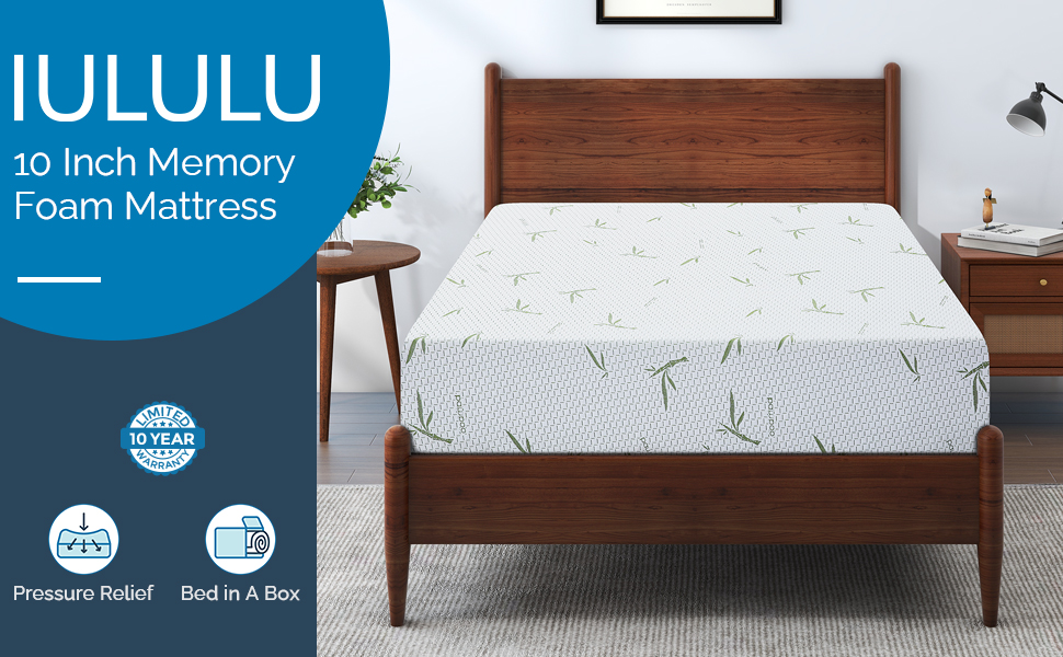 IULULU Full Mattress, 10 Inch Memory Foam Mattress in a Box