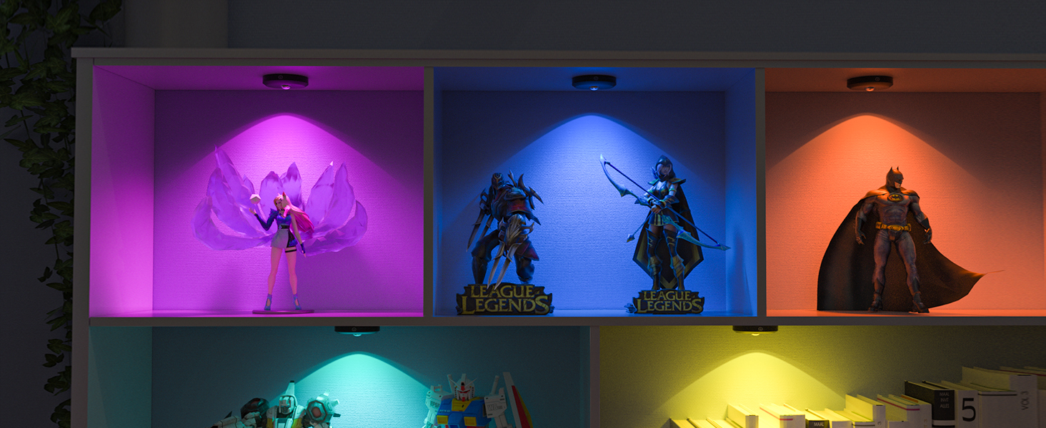 WILLED Rechargeable RGB Puck Lights with Remote Control, 1200mAh