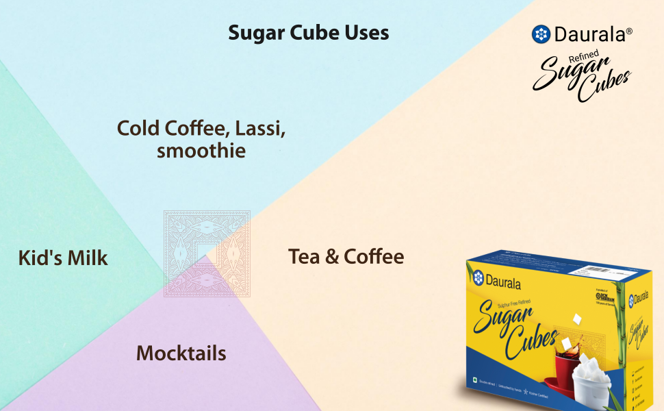 Daurala White Sugar Cubes 2 Kg (480 Cubes) Sulphur Free, Quick