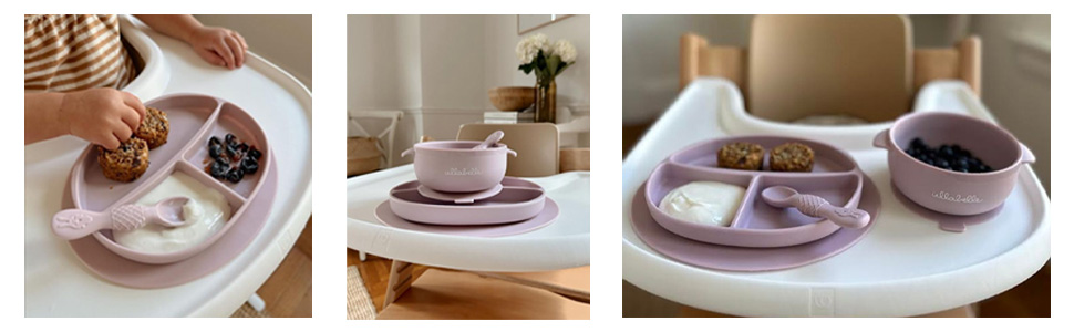 purple bowl and plate set