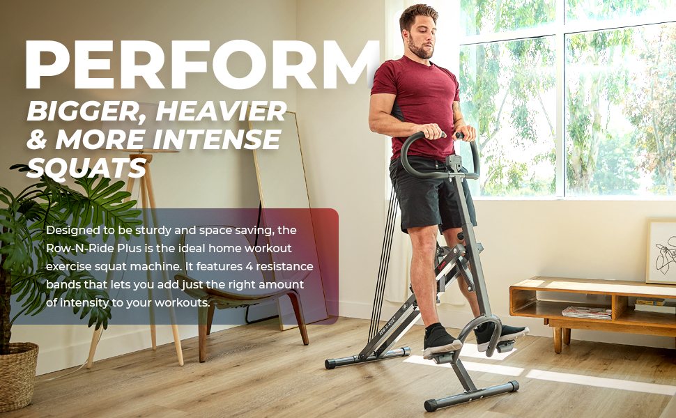 Sunny Health Fitness Row-N-Ride Plus Kniebeugenmaschine – NO. 077PLUS