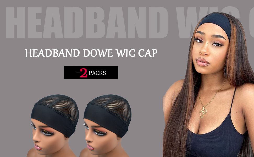 Highshion 2pcs Headband wig cap for making wig,Adjustable velco Lace melt headband