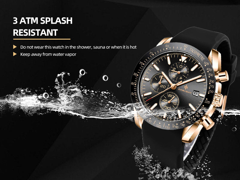 AKNIGHT Men's Wrist Watches Chronograph Beater Silicone Strap Timepiece Casual Watch for Men