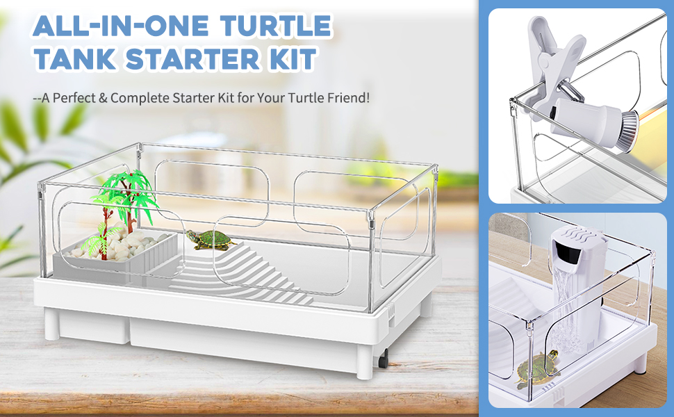 MoonOrange Turtle Tank Kit(Tank + Light + Filter), Acrylic Turtle