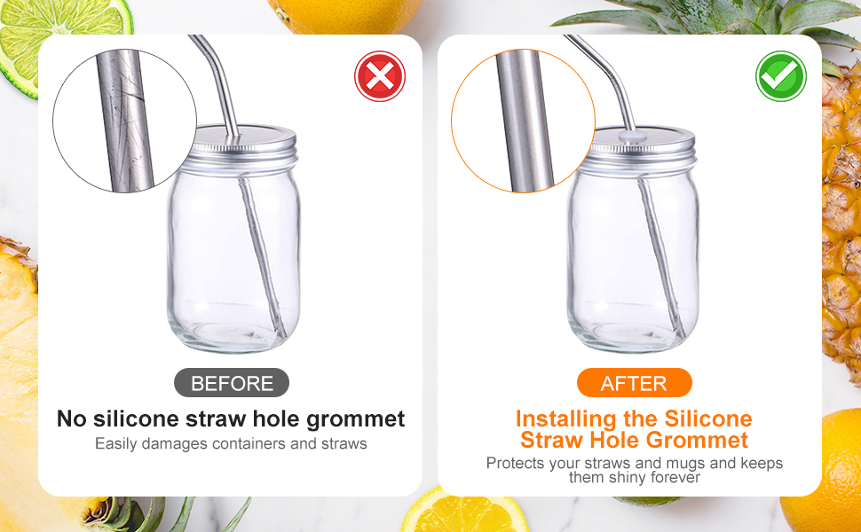 SHERCHPRY Portable Straw 20Pcs Silicone Straw Hole Grommets