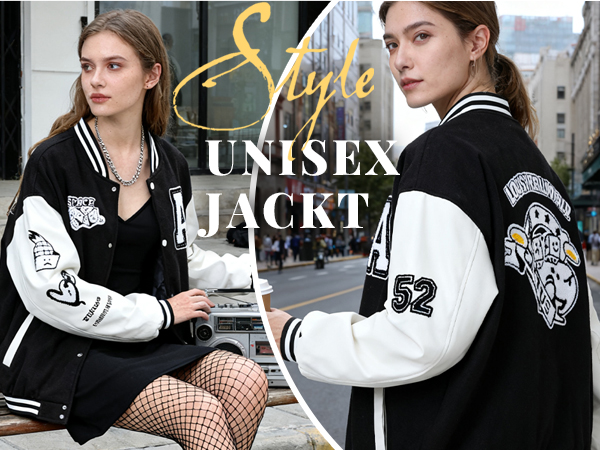 Eocicvvi Men's College Jacket Women's Leisure Jacket Harajuku Eocicvvi Men's College Jacket Women's Leisure Jacket Harajuku