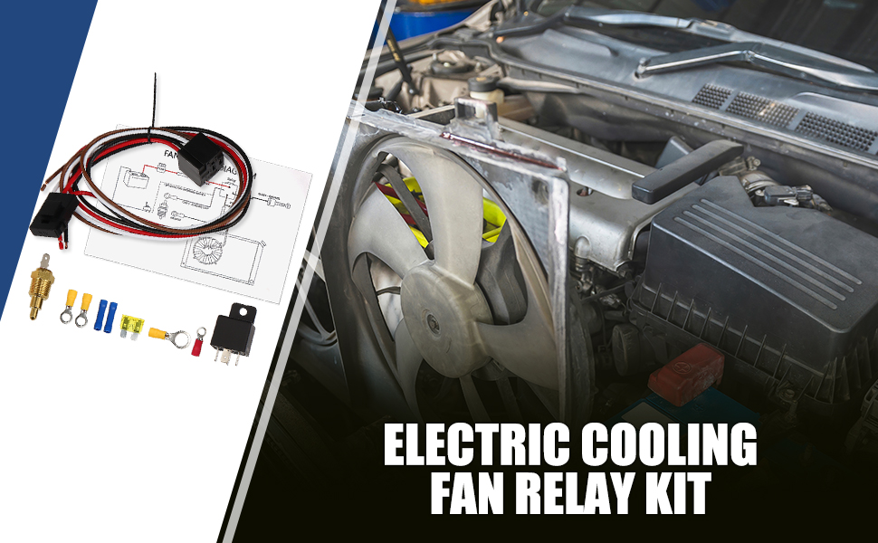 Hihaha 1 Set Electric Fan Relay Kit for Car with 185'F On