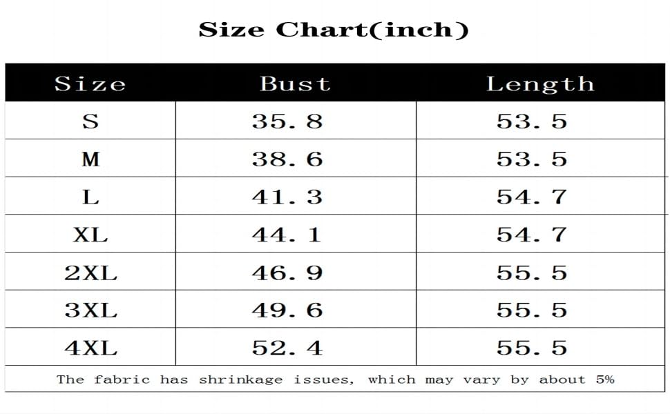 linen maxi dress size chart