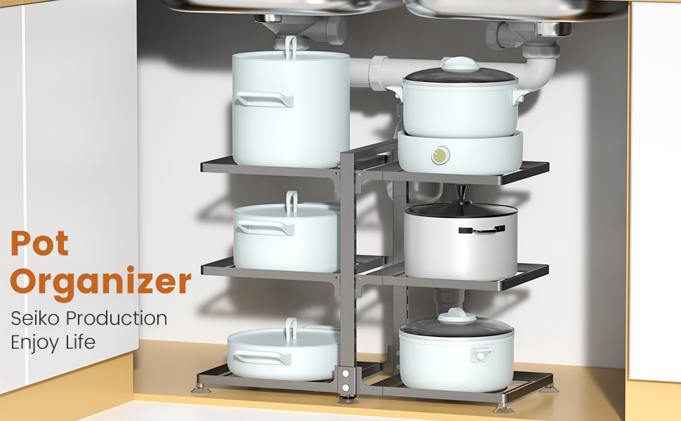 HOYRR Pots and Pans Organizer,Pot Organizer Rack For Under