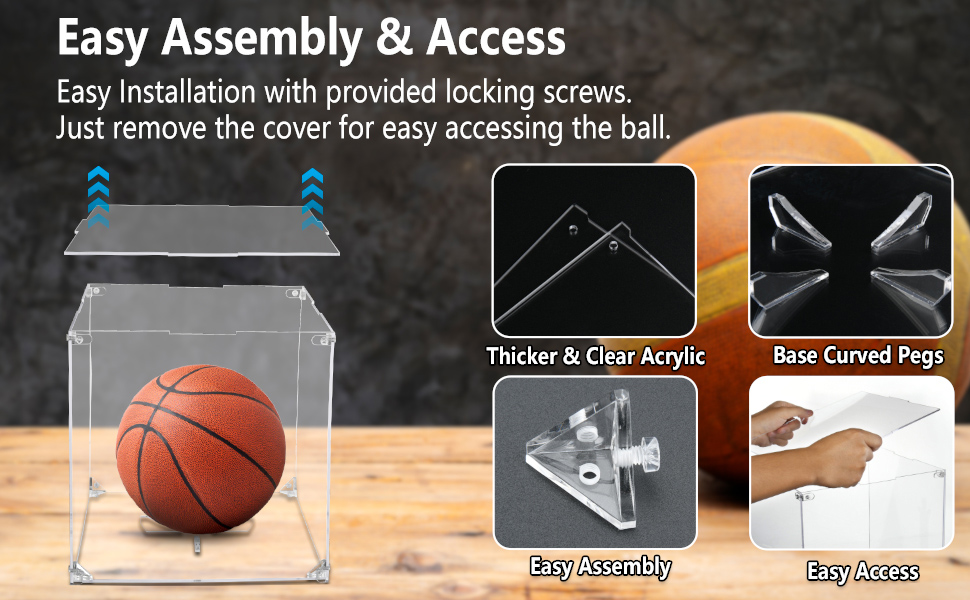 Basketball Display Case Box Soccer Ball Display Stand Holder Acrylic Display Cube Storage Organizer