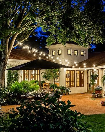 ZOTOYI 100Ft Outdoor String Lights LED Mains Powered, Waterproof IP65 G40 Globe String Lights with 50+2 Plastic Bulbs(2 Spare), Shatterproof Garden Lights for Balcony, Bistro, Wedding, WarmWhite 24 garden lights mains powered