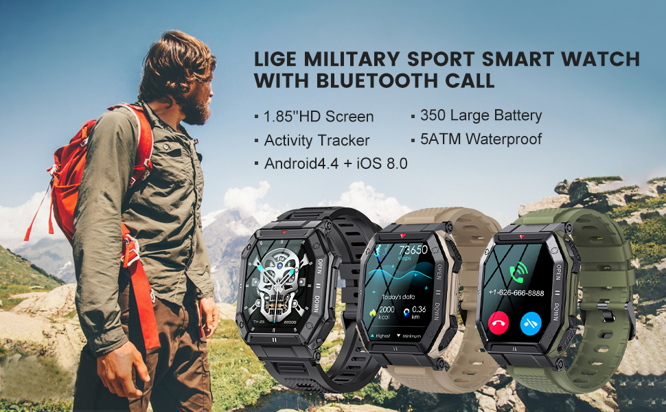 LIGE Smart Watch for Men Bluetooth Answer Call/Smart Notification,1.85
