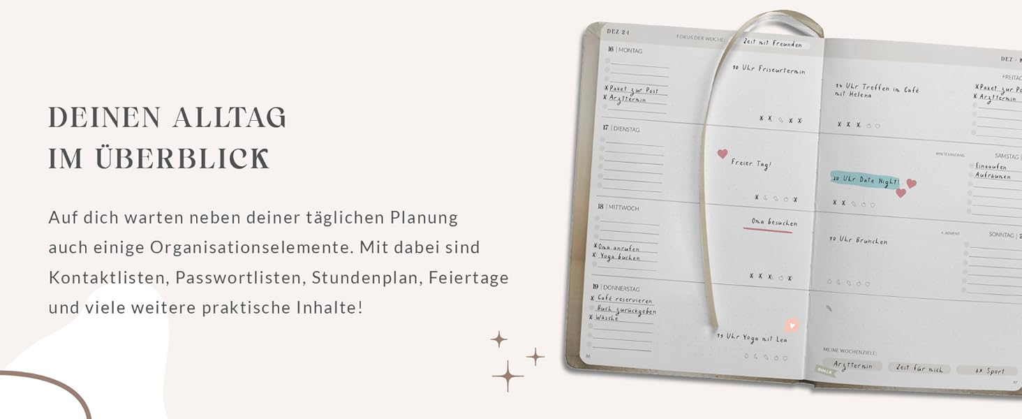 Lebenskompass Kalender 2024 2025 A5 ”Forest” - Hardcover Buchkalender