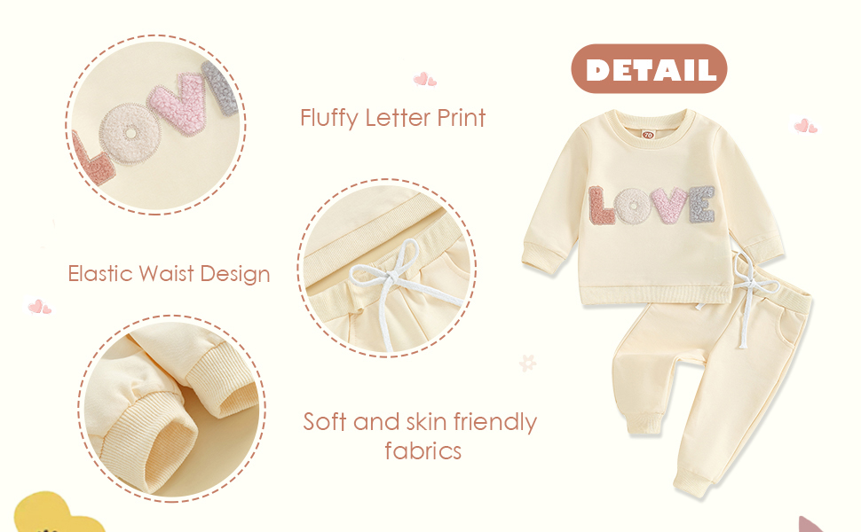 toddler baby girl valentines day outfit sweatshirt and pants set 2t