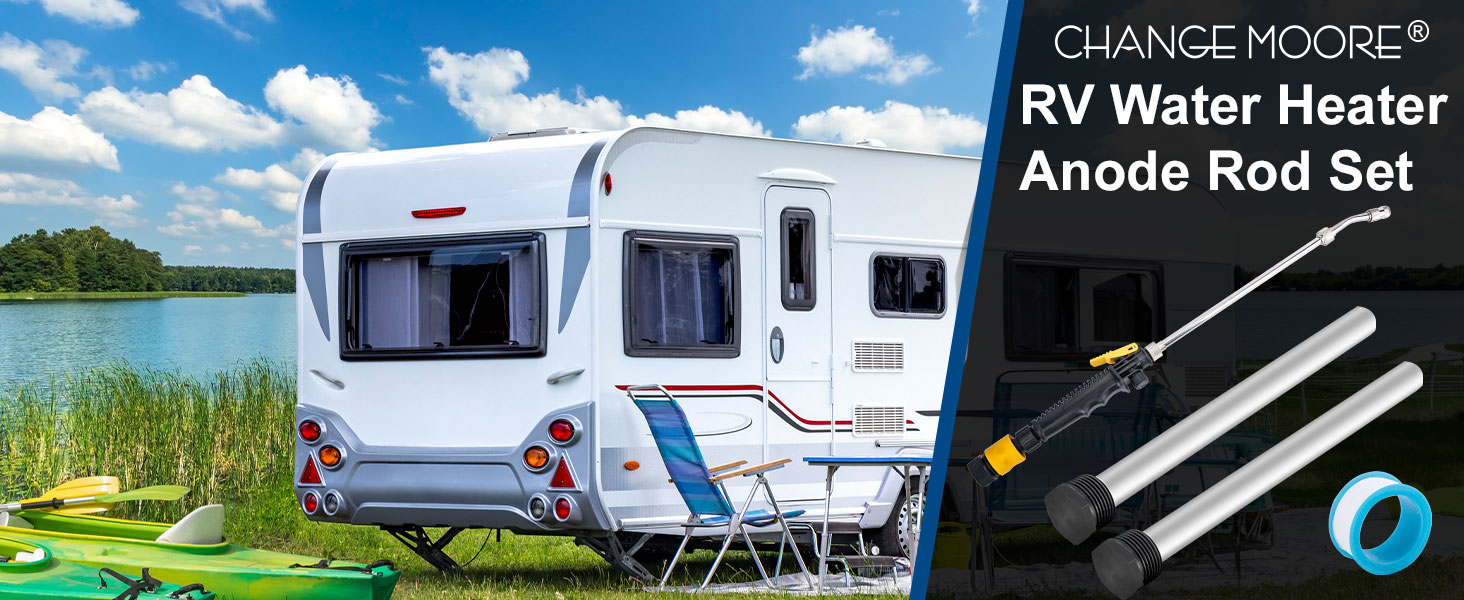 RV Water Heater Anode Rod Set with Flush Wand&Hexagonal