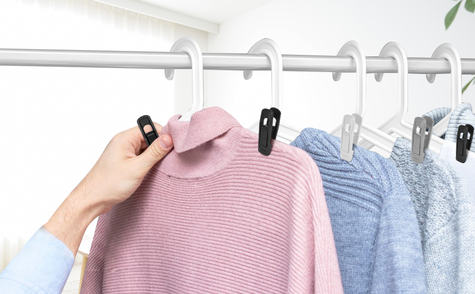 Tinfol 40pc Hanger Clips White Strong Pinch Grip Clips