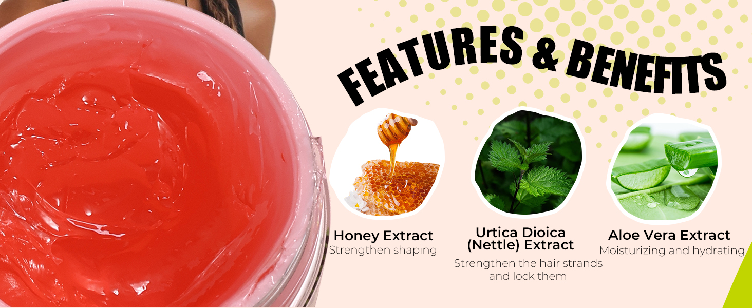 Edge Gel, Frizz Control Strong Hold Hair Styling Gel with Edge Control Brush, Flyaway Hair Tamer