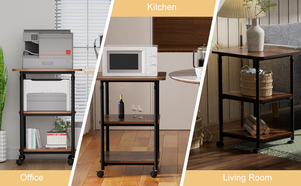 QieerHior Printer Stand 3Tier Large Printer Table for 3D Printers, Desktop Printers