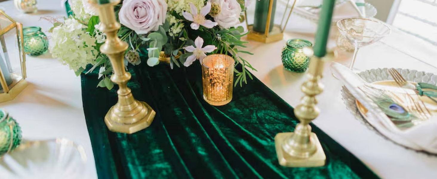 Hahuho Red Velvet Table Runner 10ft Extra Long,Soft Luxury