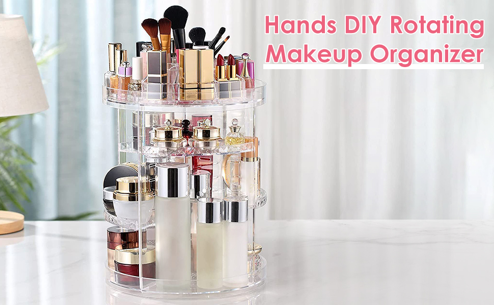 Rotating Makeup Organizer 360 Degree Adjustable Cosmetic Organizer