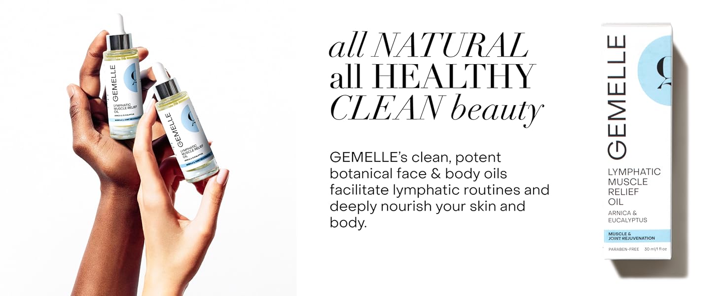 GEMELLE Lymphatic Muscle Relief Massage Oil for muscle soreness and self-care