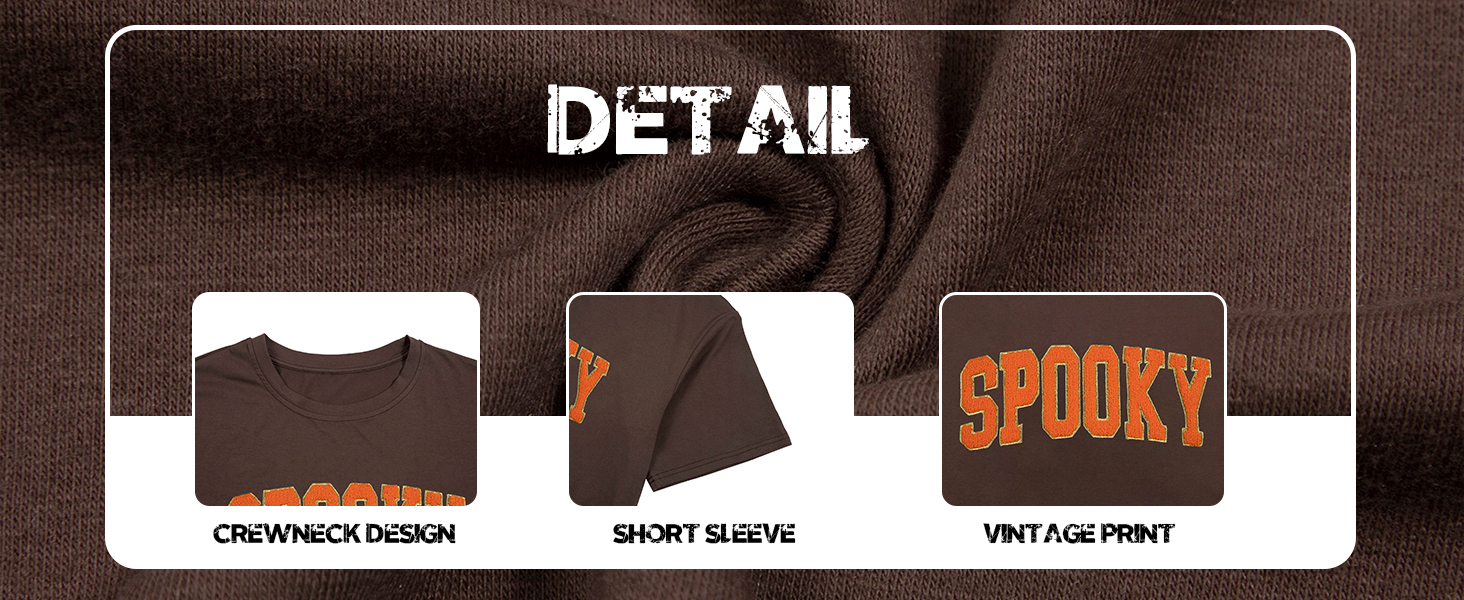 Oversized Halloween Shirt Women: Vintage Spooky Season Shirt Retro Spooky Letter Print Tee