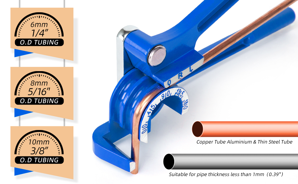Wostore 180 Degree Tubing Bender for 1/4 5/16 and 3/8Inch Copper Aluminum Thin Stainless Steel