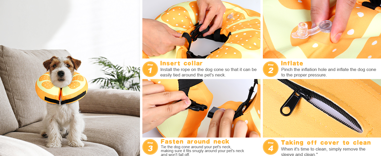 Sivomens Dog Cone, Protective Inflatable Dog Collar for