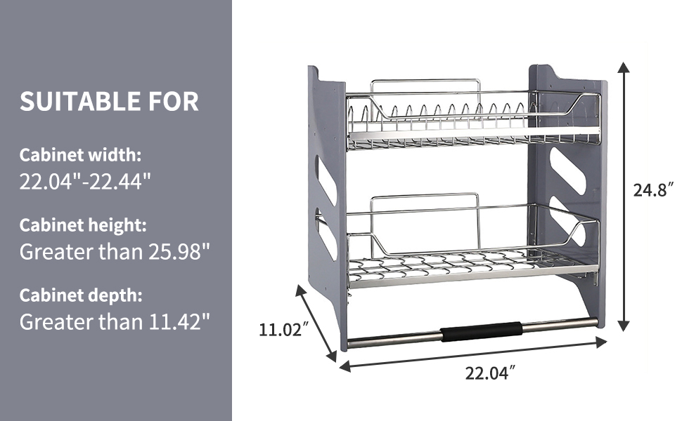 WHIFEA 2 Tier PullOut Organizer Drop Down Shelf