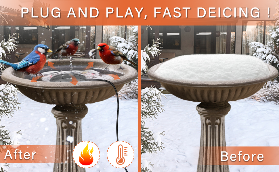 Cearktiy Bird Bath Heater,Birdbaths DeIcer,Birdbath Water