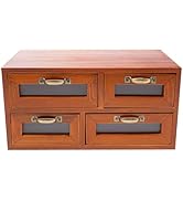 Vintage 16-Drawer Desk Organizer - 4Pcs Wooden Storage Box - Multilevel Apothecary Cabinet - Stac...