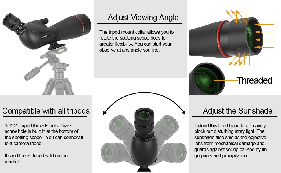 Gosky EagleView 2021 Updated ED Spotting Scope 2060x 80mm with
