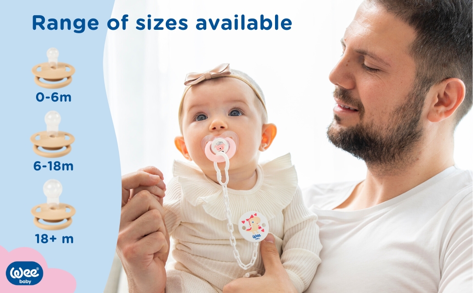 Wee Baby (4Pack) Baby Dummies Durable, Opaque Teething Dummy with