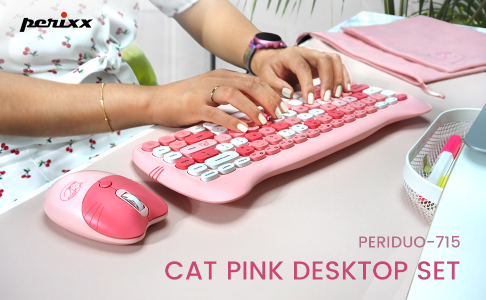 Cat Pink Desktop Set