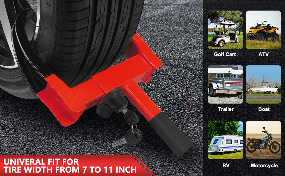 Wheel Lock Universal Wheel Clamp Lock Adjustable Security