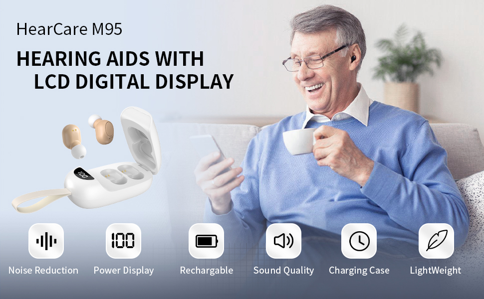 HearCare M95 Hearing Aids with LCD Digital Display